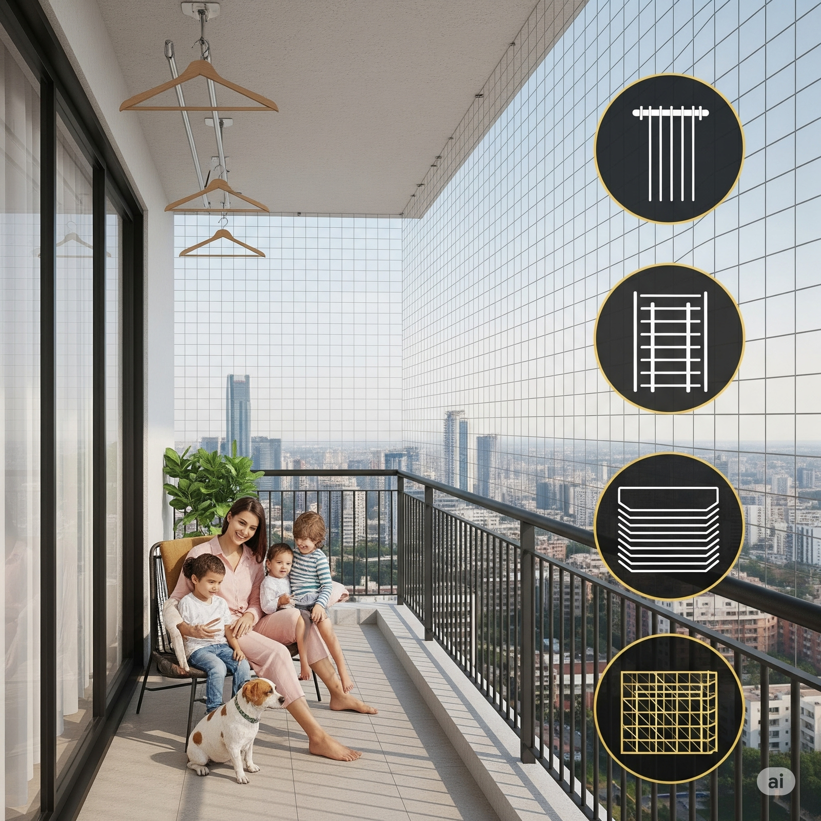 Balcony measurement and SS316 invisible grills planning