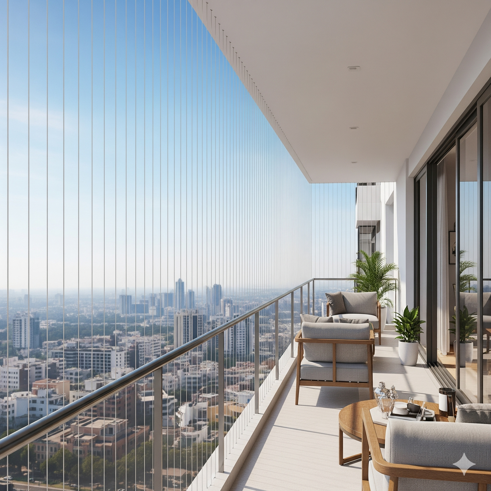 SS316 stainless steel invisible grills installation in Bangalore apartment